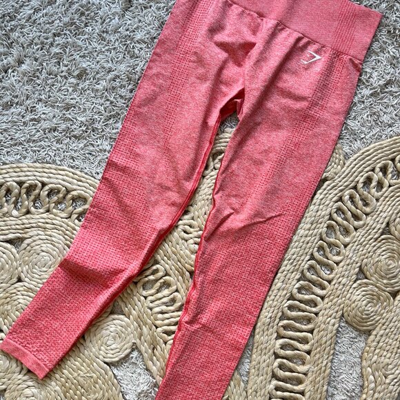 Gymshark Vital Seamless Leggings - Coral Red Marl Size M - Picture 3 of 4